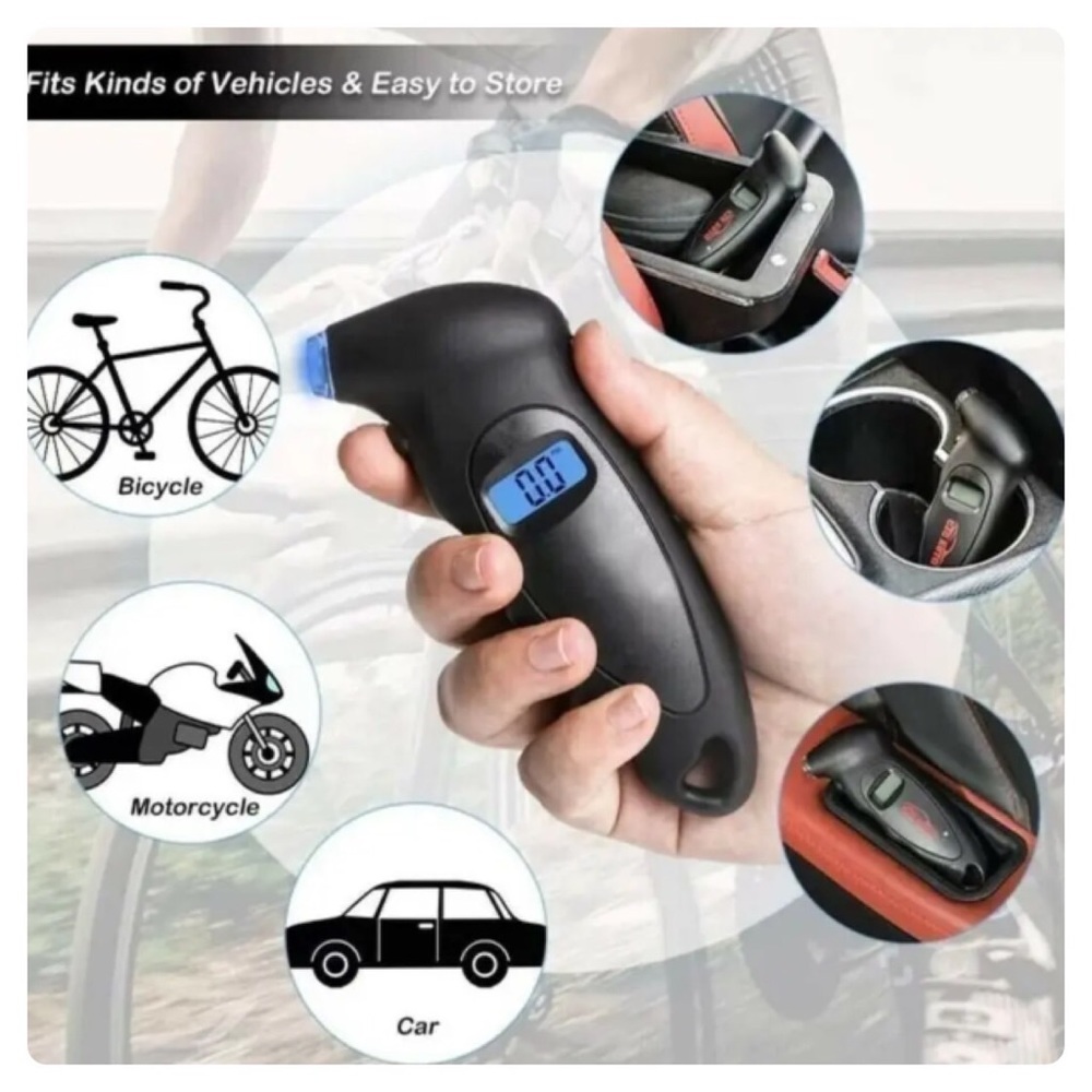 Handheld Tire Gauge Portable Digital LCD Tire Air Pressure Tester red new